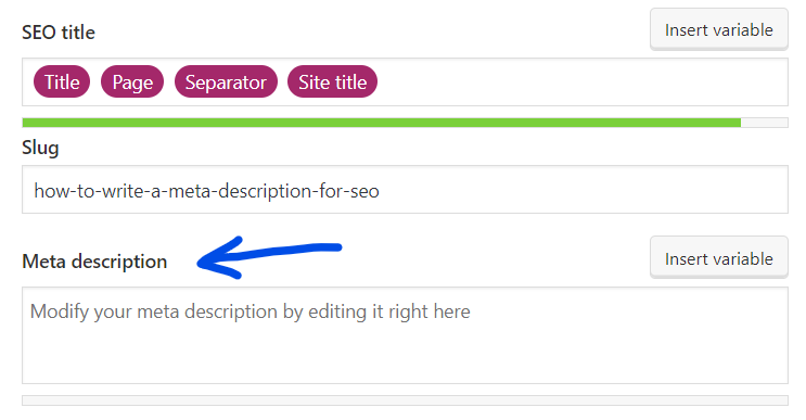 meta description in yoast seo